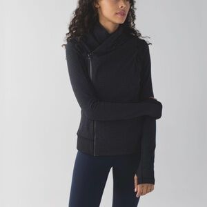 2015 Lululemon Bhakti Yoga Jacket Black Dark Slate Luon Luxtreme Size 8